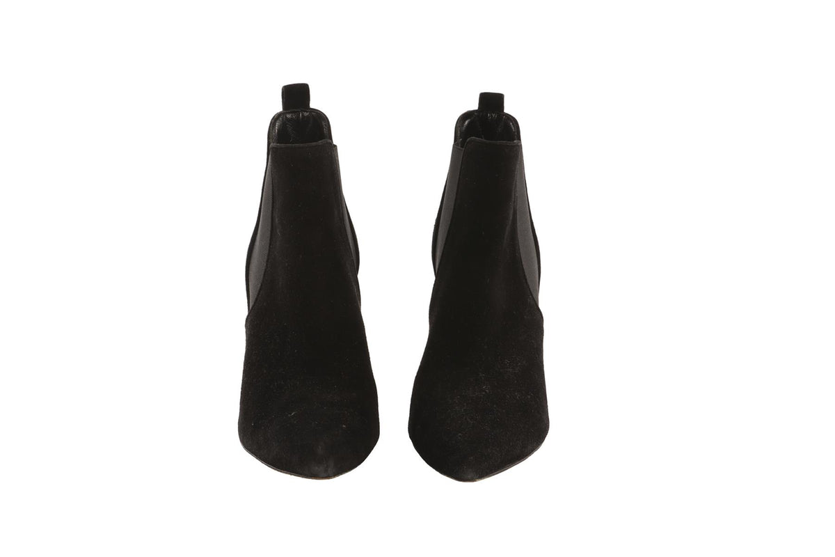 MANOLO BLAHNIK BLACK SUEDE ANKLE BOOTS EU 38 UK 5 US 8