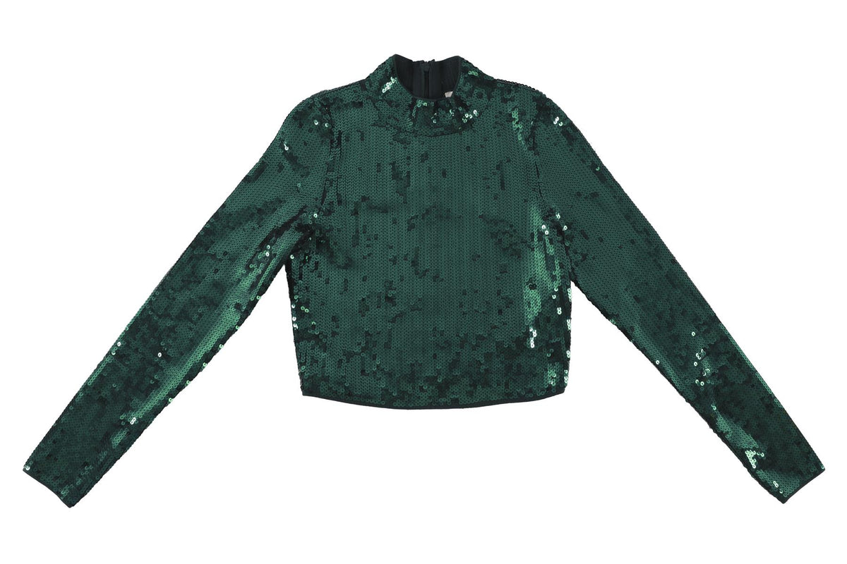SANDRO GREEN SEQUIN TOP FR 36 UK 8