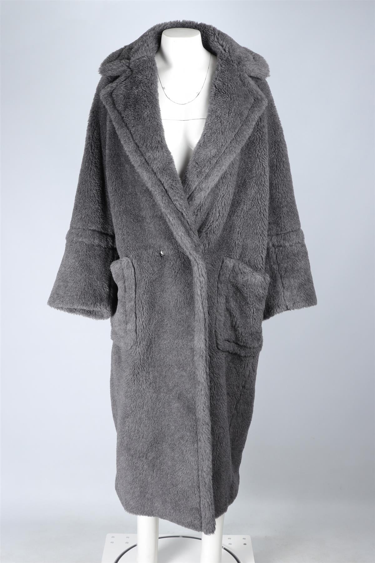 MAX MARA GREY KADIAK WOOL TEDDY COAT XSMALL
