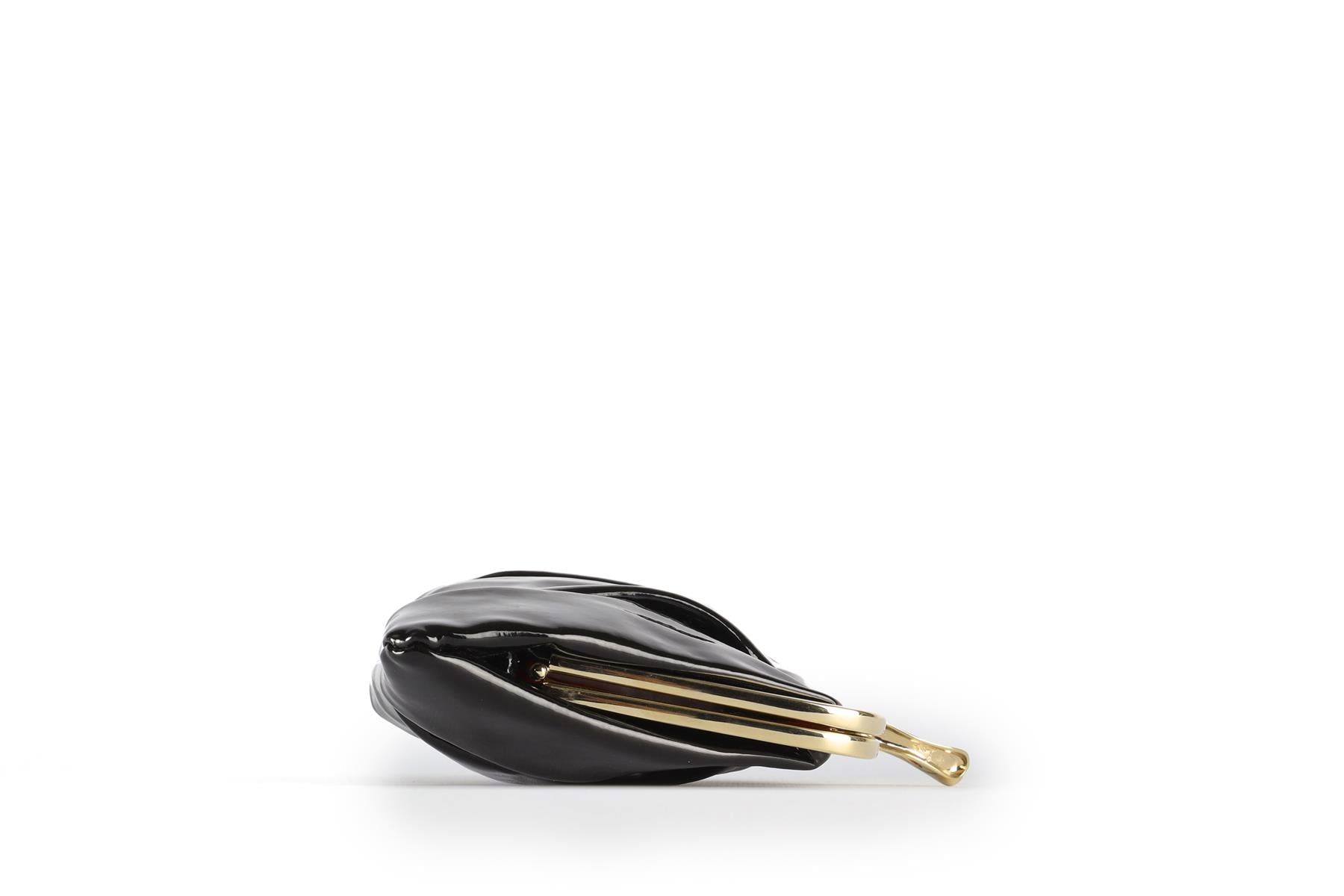 CHRISTIAN LOUBOUTIN BLACK MISS LOUBI PATENT LEATHER CLUTCH