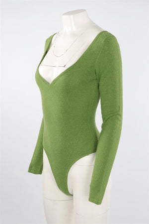 PARIS GEORGIA GREEN WOOL BODYSUIT SMALL