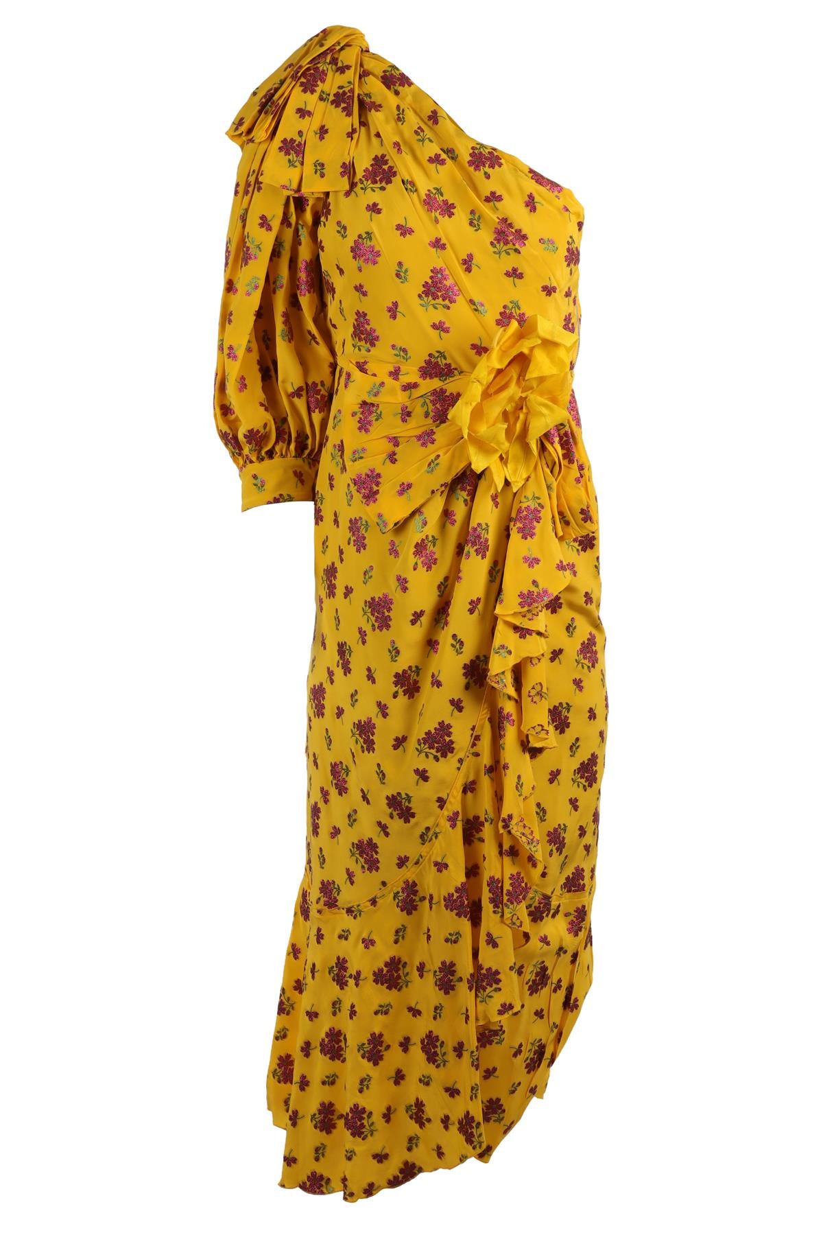 GUCCI YELLOW SILK MIDI DRESS IT 40 UK 8