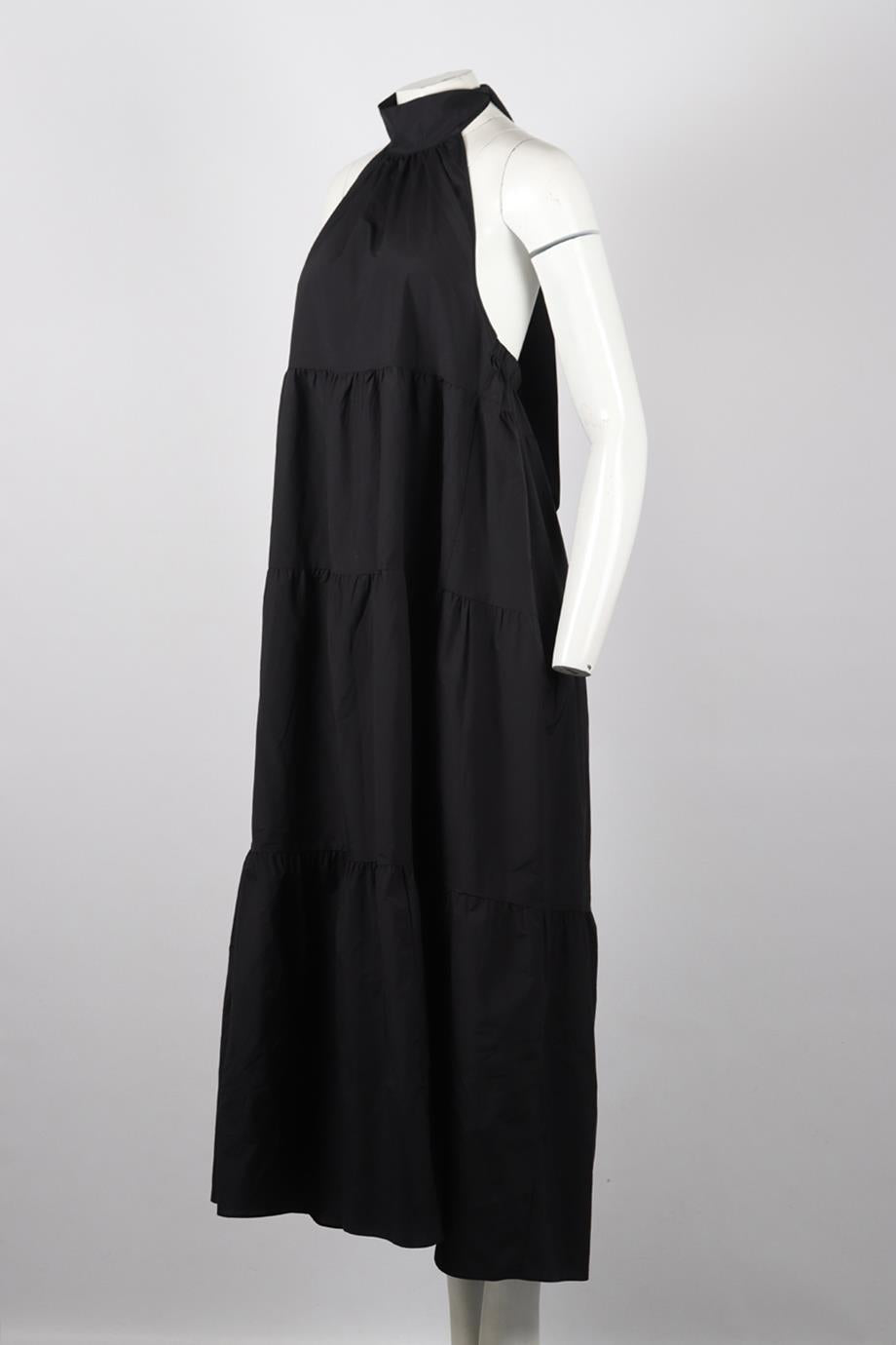 THEORY COTTON BLEND HALTERNECK MAXI DRESS MEDIUM