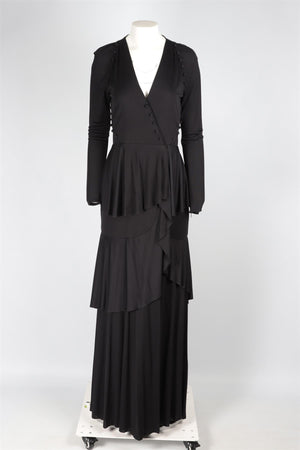 ROBERTO CAVALLI BLACK JERSEY MAXI DRESS IT 46 UK 14