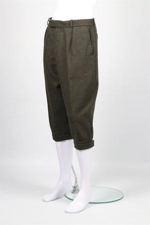 HOLLAND & HOLLAND GREEN MEN'S WOOL TAPERED PANTS FR 42 UK 34