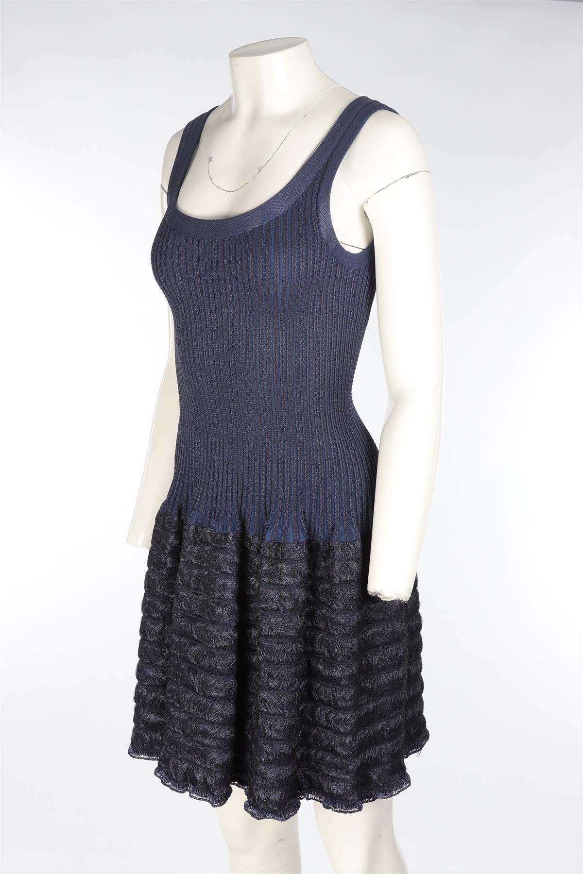 ALAÏA NAVY KNIT MINI DRESS FR 38 UK 10