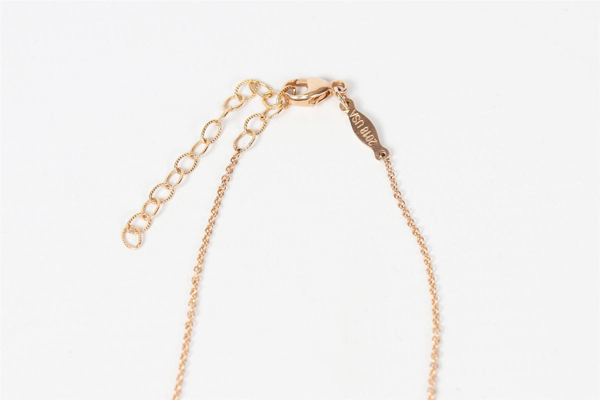JACQUIE AICHE DOUBLE HORN 14K ROSE GOLD, ABALONE AND PAVE DIAMOND NECKLACE
