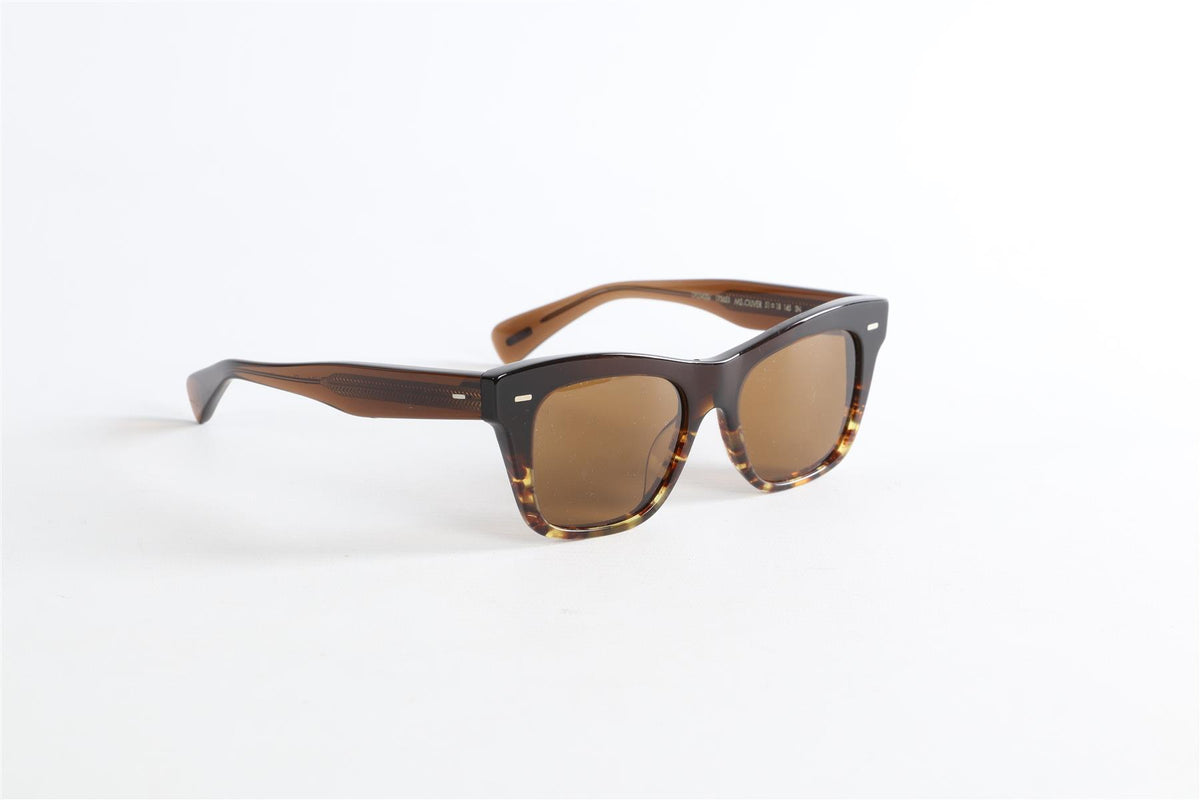 OLIVER PEOPLES BROWN SQUARE FRAME ACETATE SUNGLASSES