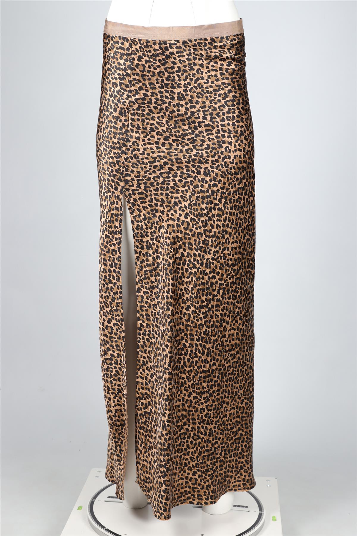 NILI LOTAN BROWN SILK MAXI SKIRT US 10 UK 14