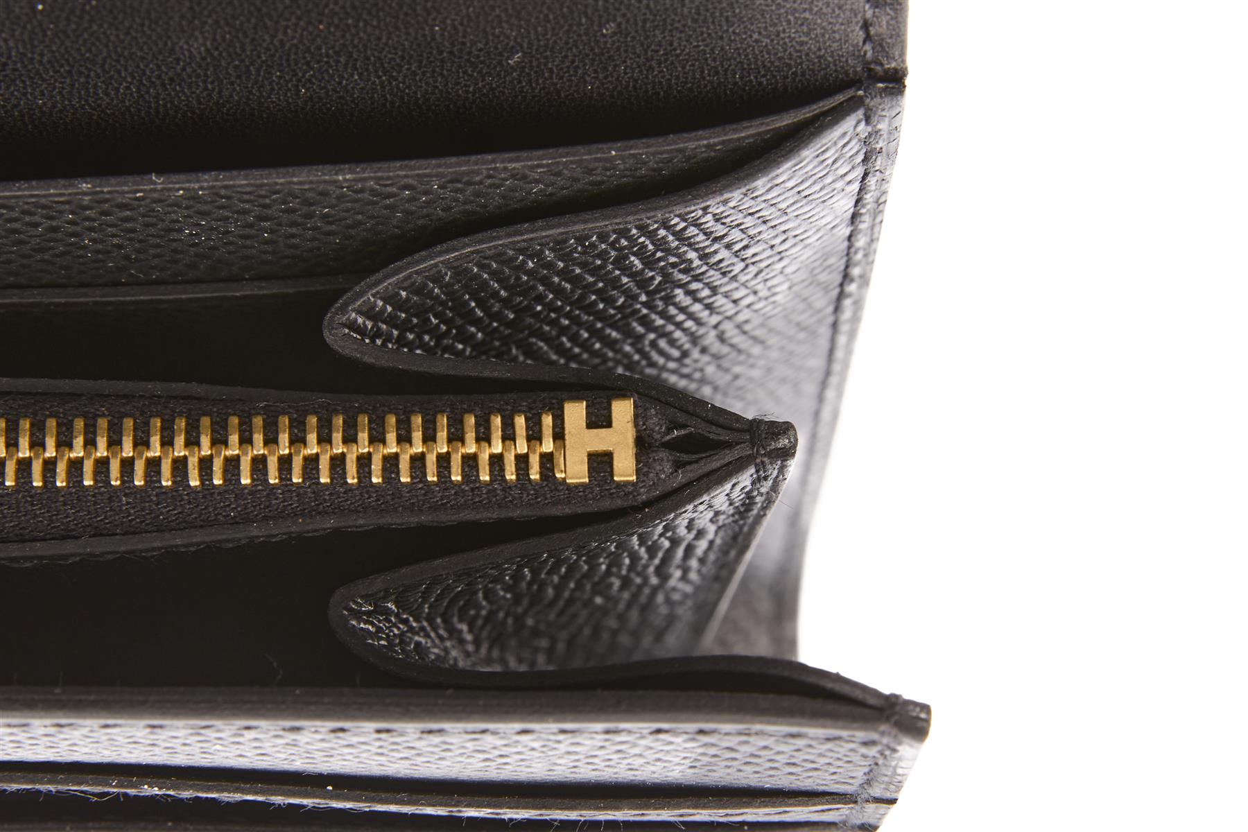 HERMÈS BLACK 2020 CONSTANCE COMPACT EPSOM LEATHER WALLET