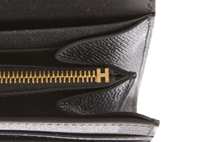 HERMÈS BLACK 2020 CONSTANCE COMPACT EPSOM LEATHER WALLET