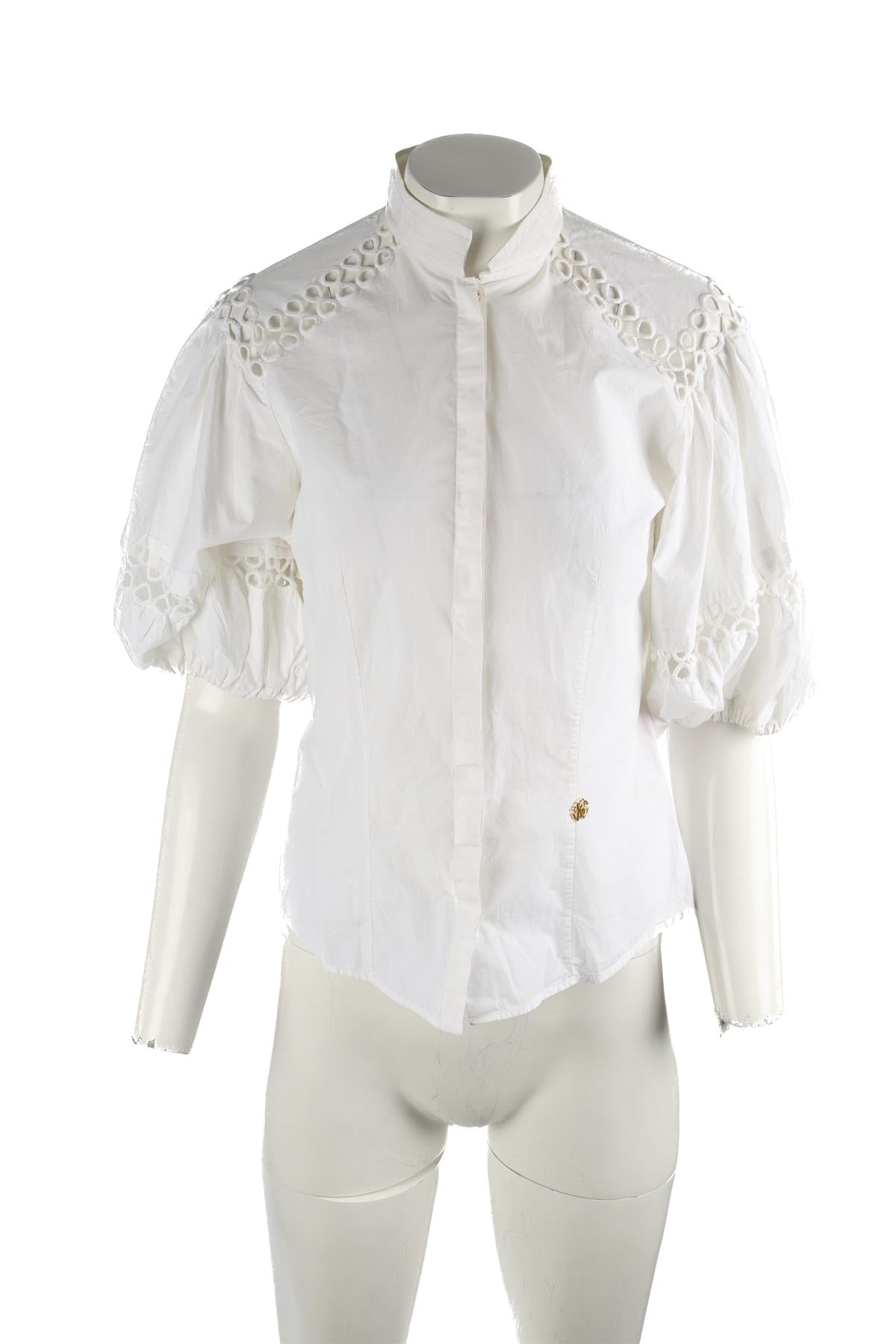 ROBERTO CAVALLI WHITE COTTON SHIRT IT 38 UK 6