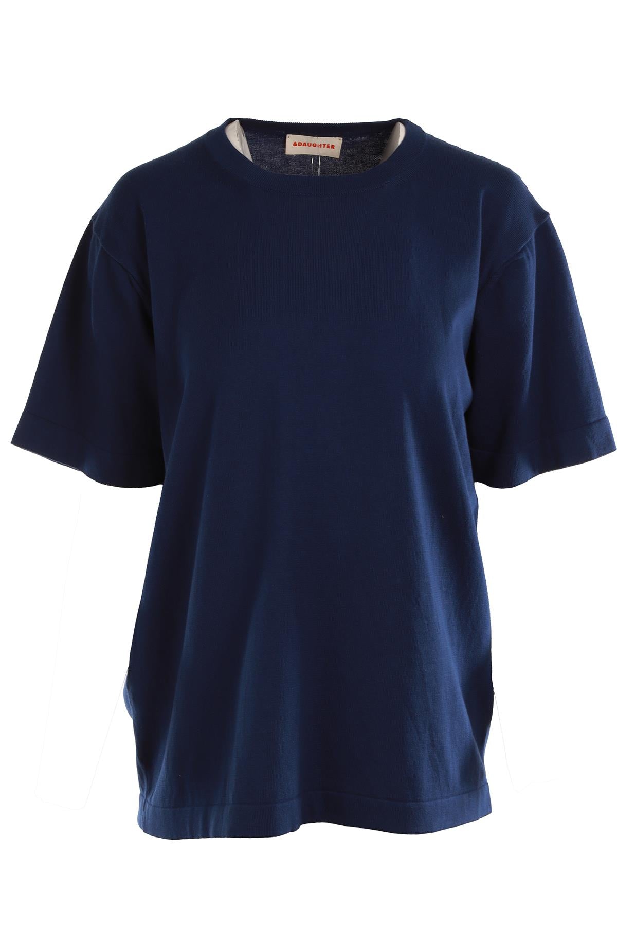&DAUGHTER NAVY COTTON T-SHIRT XSMALL
