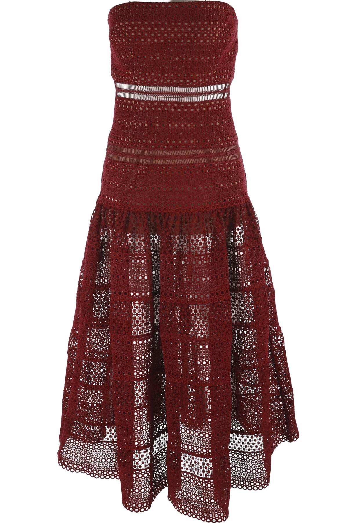 SELF-PORTRAIT BURGUNDY CROCHET MAXI DRESS UK 8