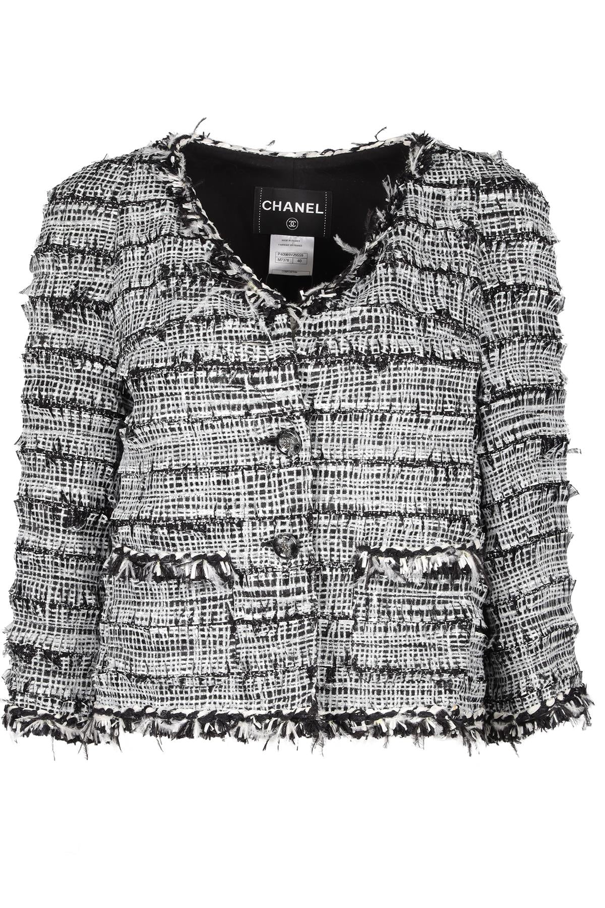 CHANEL BLACK 2011 COTTON JACKET FR 40 UK 12