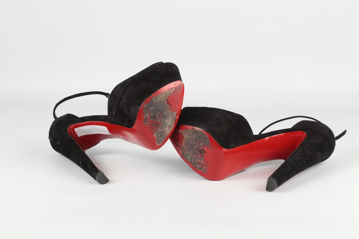 CHRISTIAN LOUBOUTIN BLACK SUEDE PLATFROM SANDALS EU 39 UK 6 US 9