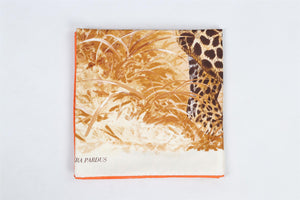 HERMÈS BROWN PANTHERA PARDUS SILK SCARF ONE SIZE