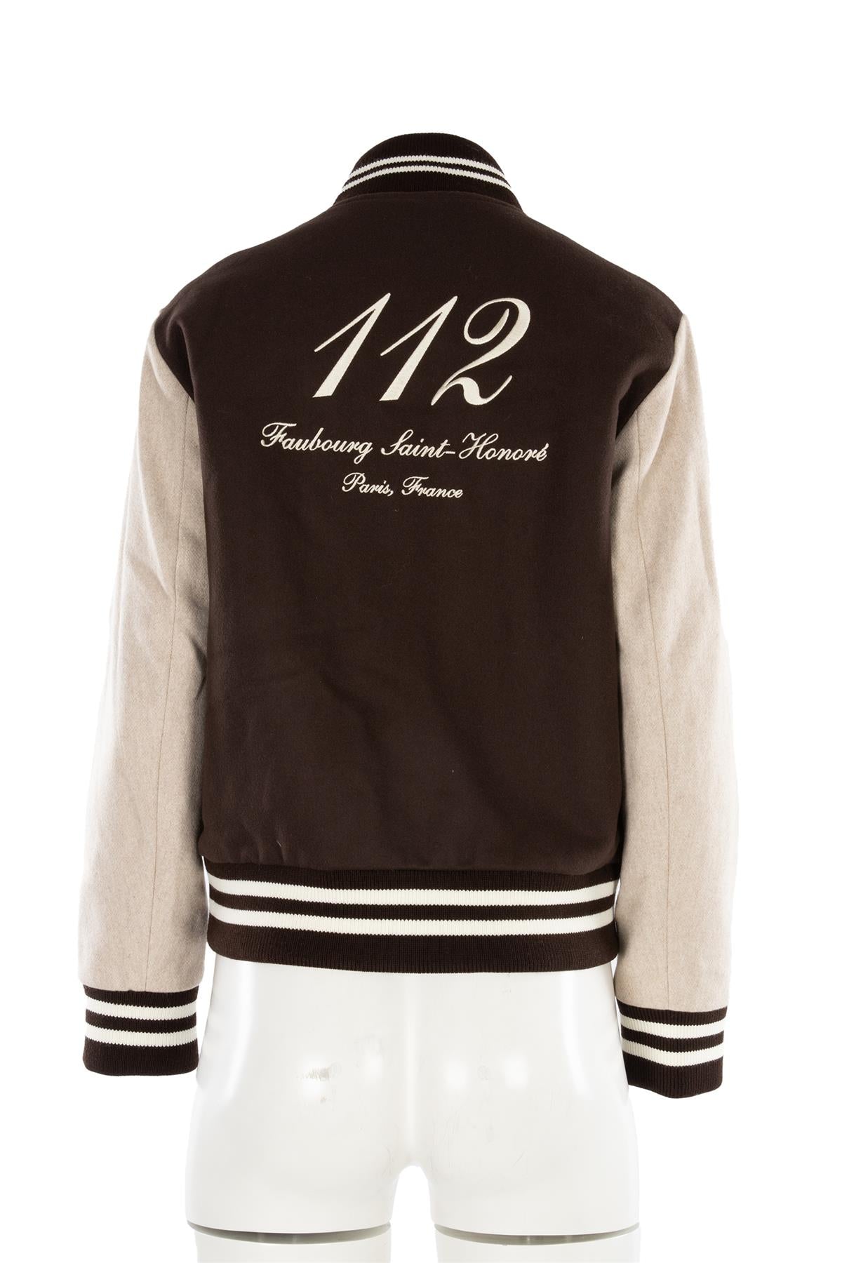SPORTY & RICH + LE BRISTOL PARIS BROWN WOOL BOMBER JACKET MEDIUM