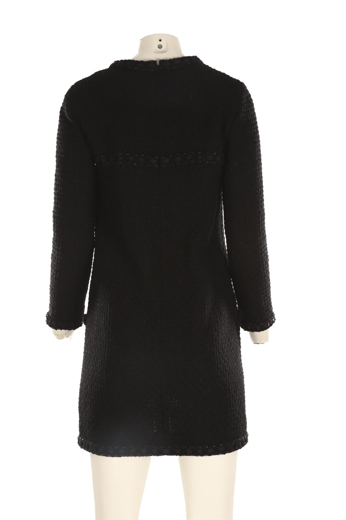 CHANEL BLACK 2016 WOOL MINI DRESS FR 38 UK 10