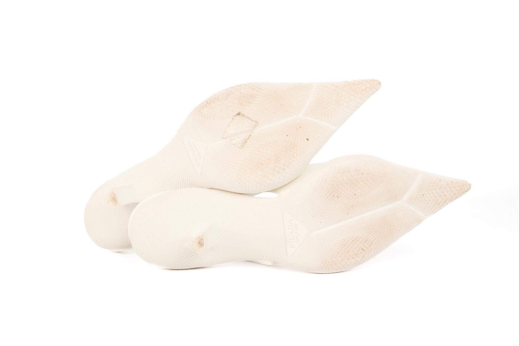 PRADA WHITE LEATHER SLINGBACK PUMPS EU 37.5 UK 4.5 US 7.5