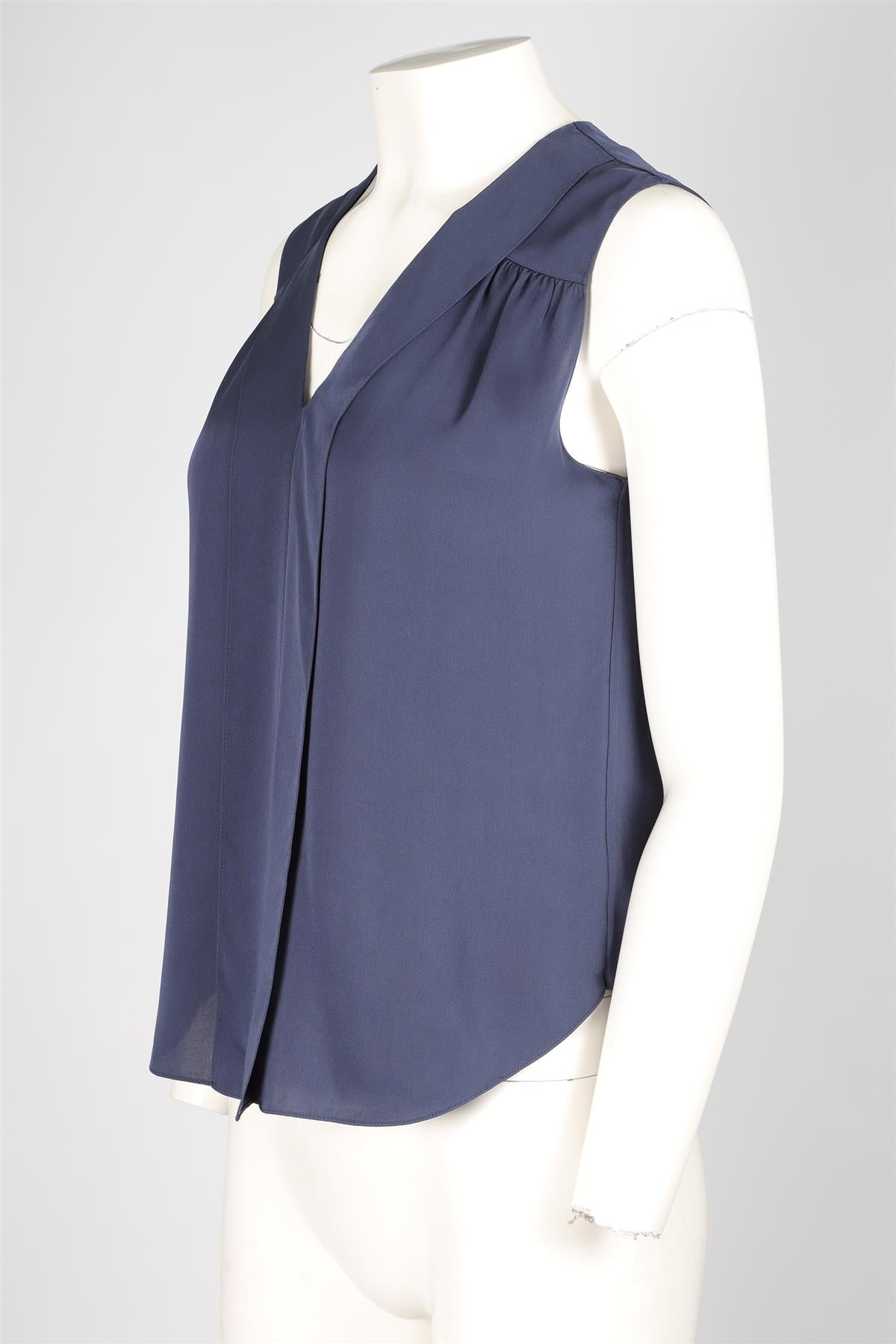 THEORY NAVY SILK TOP SMALL