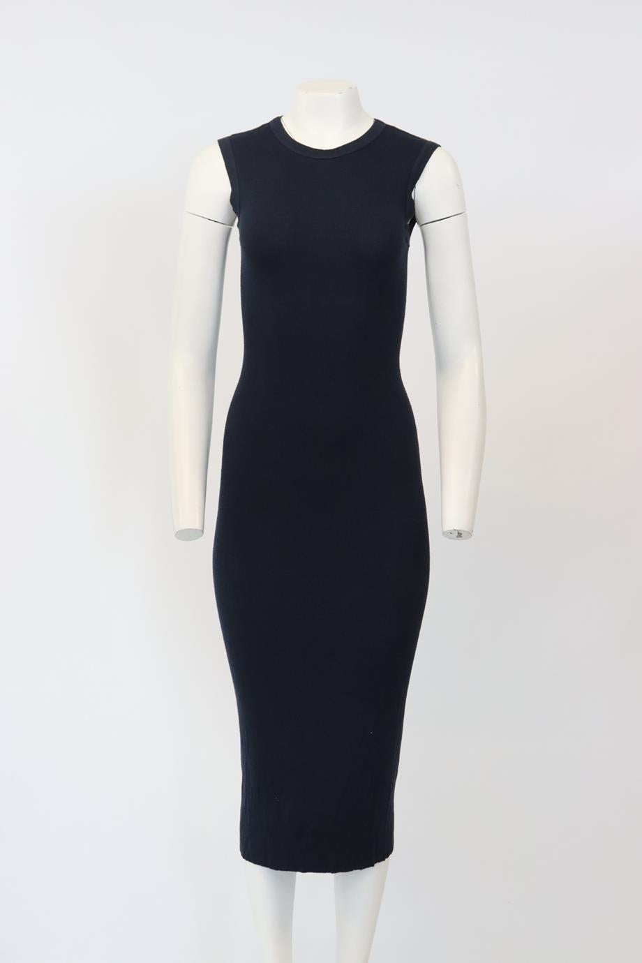 ENZA COSTA RIBBED STRETCH JERSEY MIDI DRESS SMALL