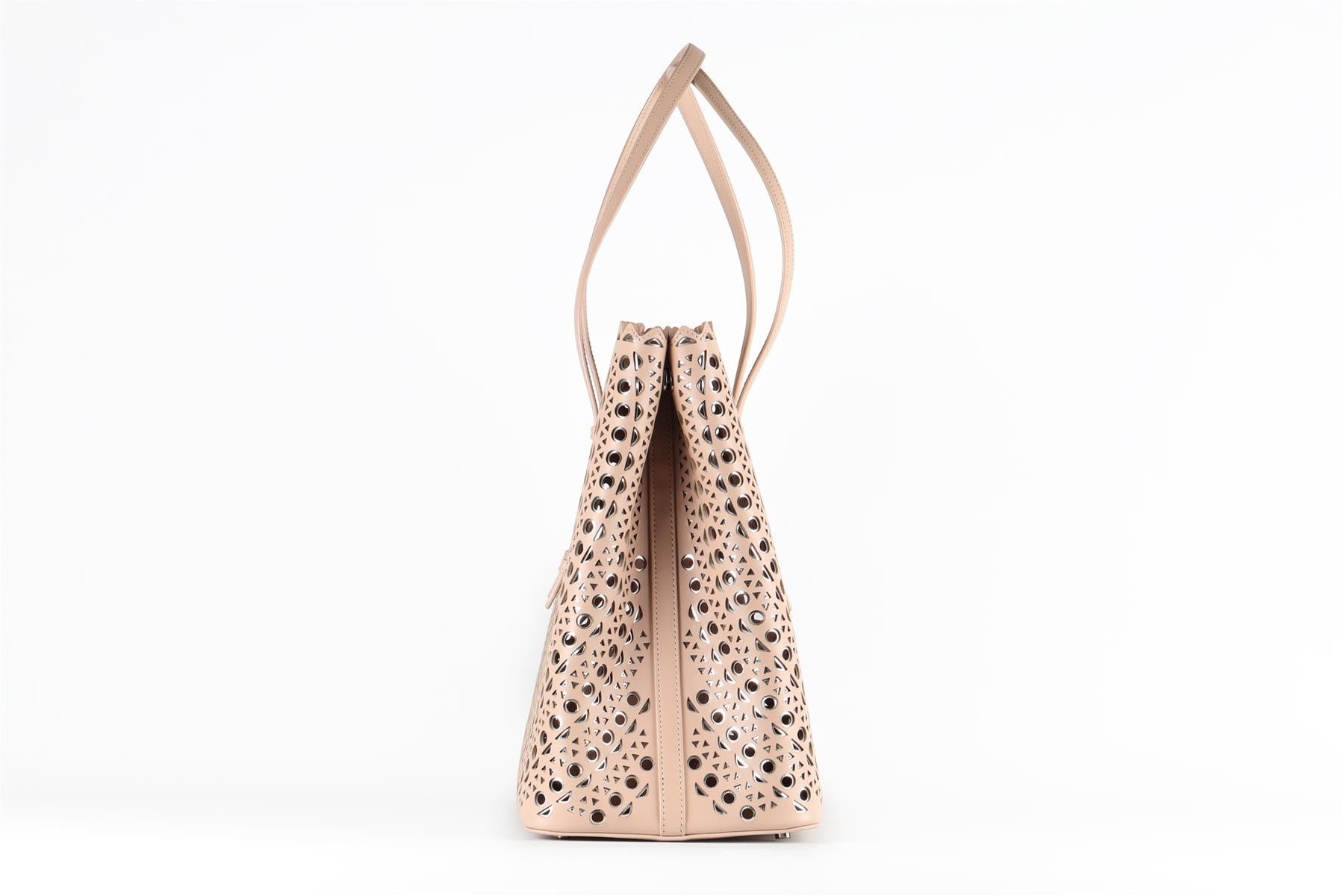 ALAÏA PINK MINA LEATHER TOTE BAG