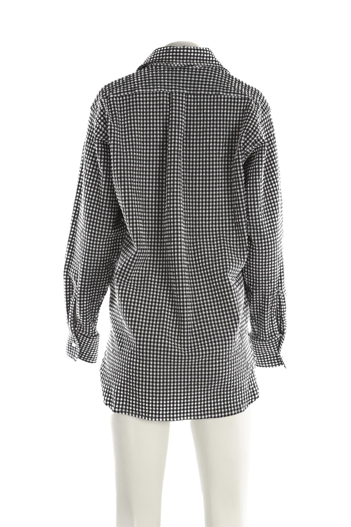 HUNZA G BLACK SEERSUCKER SHIRT SMALL/MEDIUM