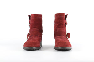 JIMMY CHOO RED SUEDE ANKLE BOOTS EU 38, UK 5, US 8