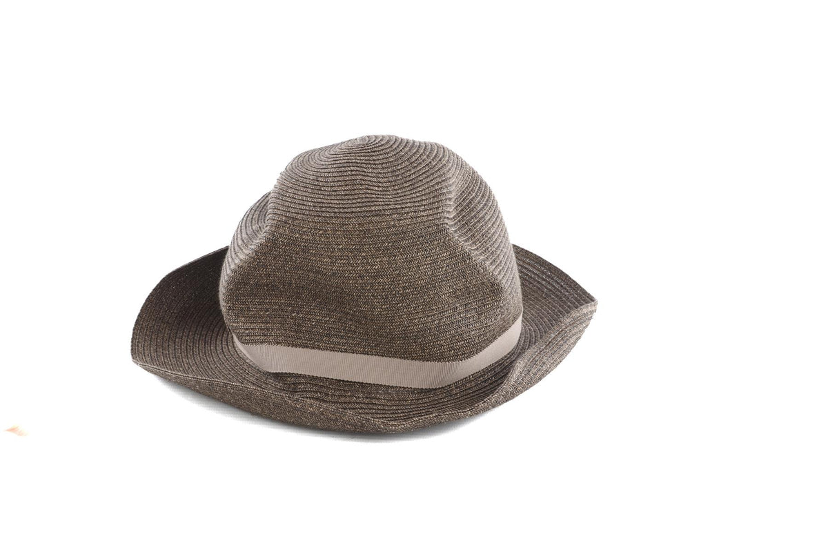 MATURE HA. BROWN PAPER SUN HAT 59CM