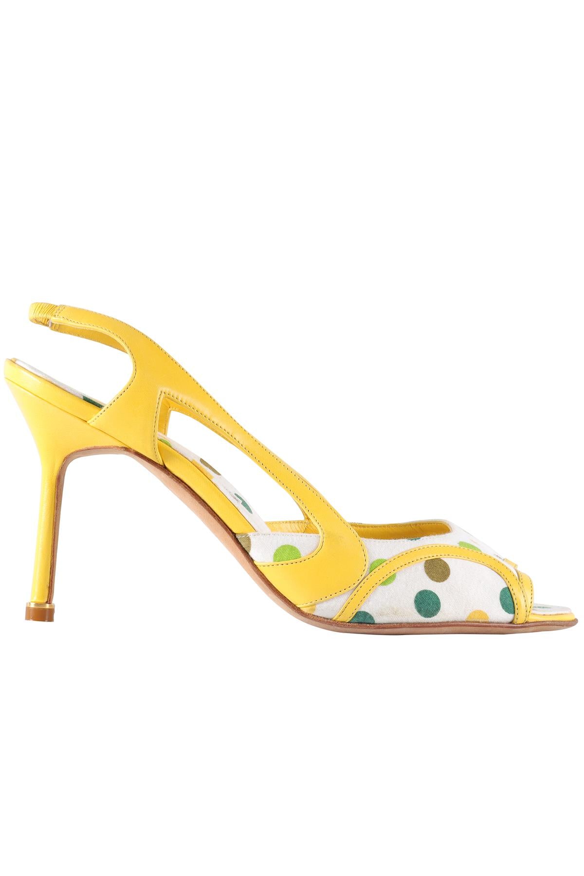 MANOLO BLAHNIK YELLOW LEATHER SLINGBACK SANDALS EU 39 UK 6 US 9