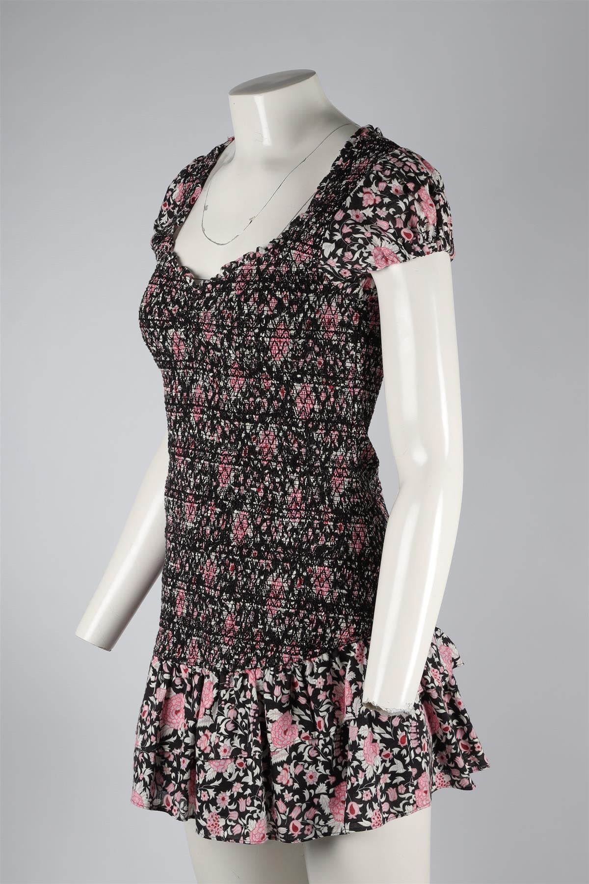 LOVESHACKFANCY BLACK COTTON MINI DRESS SMALL