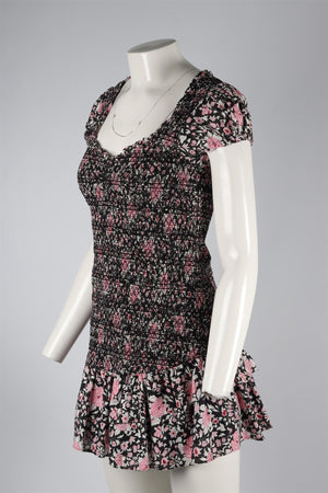 LOVESHACKFANCY BLACK COTTON MINI DRESS SMALL