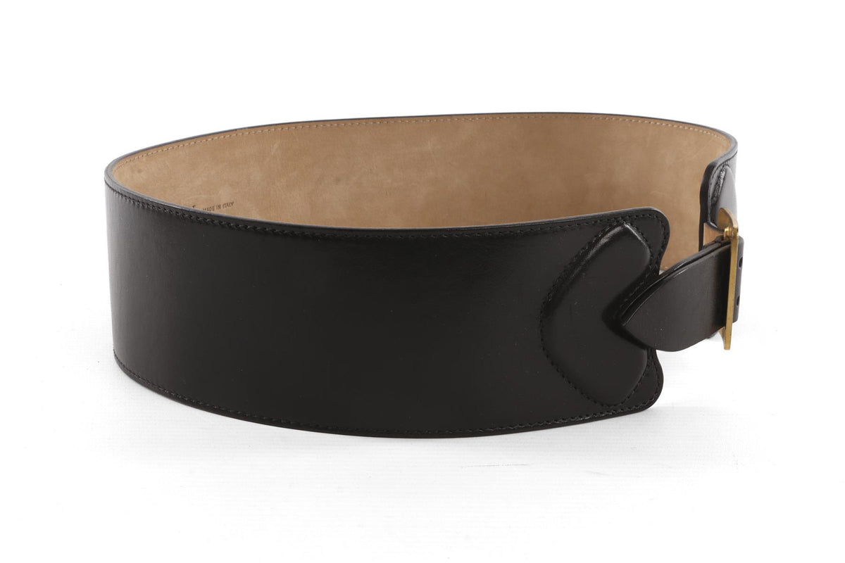 ALEXANDER MCQUEEN BLACK LEATHER WAIST BELT 75CM