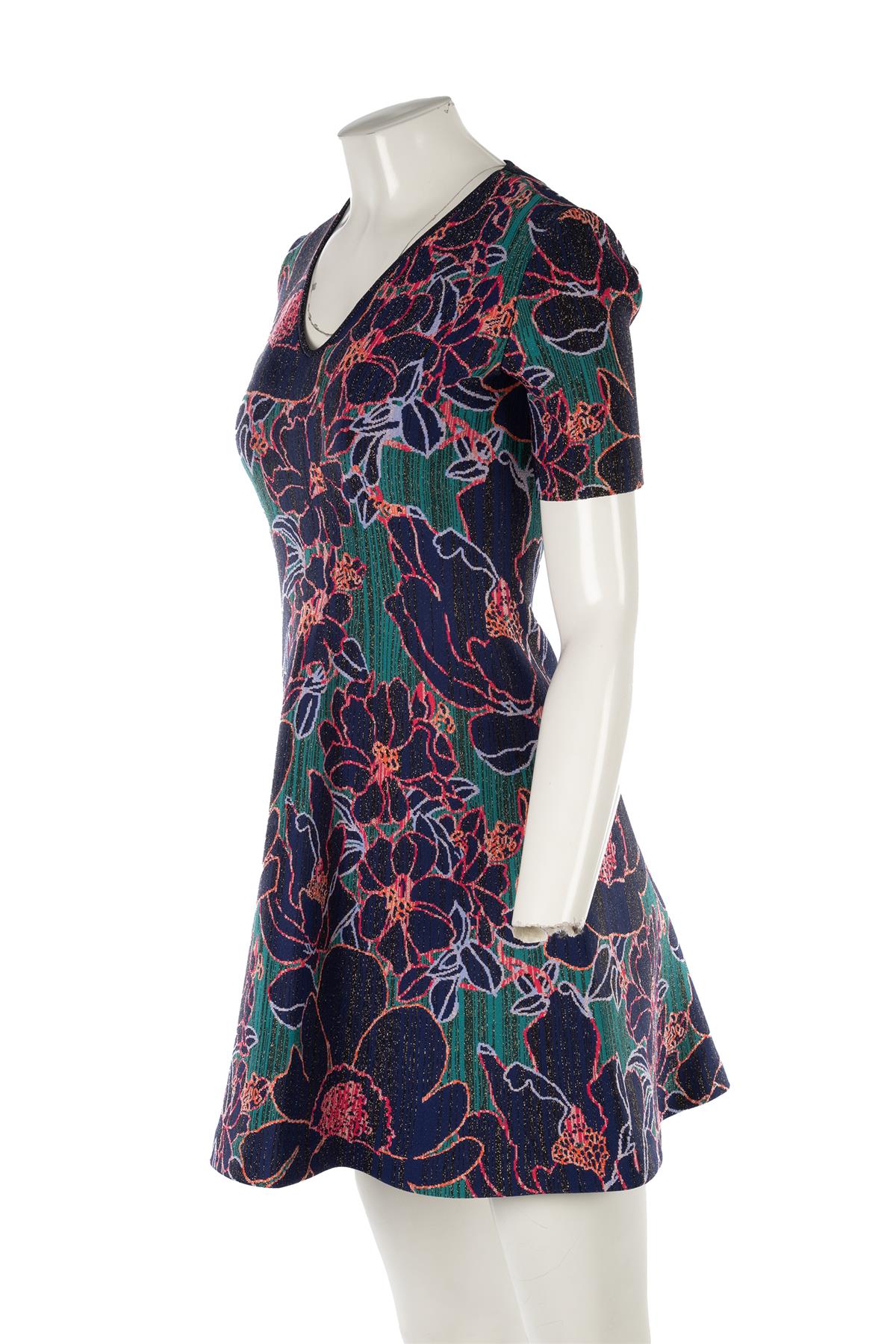 CAROLINE HERRERA NAVY WOOL MINI DRESS SMALL