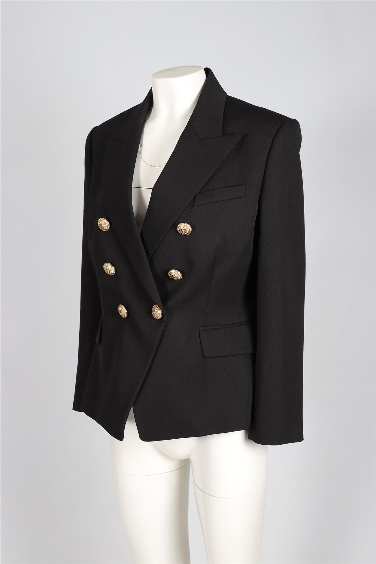 BALMAIN BLACK WOOL BLAZER FR 46 UK 18