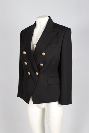 BALMAIN BLACK WOOL BLAZER FR 46 UK 18