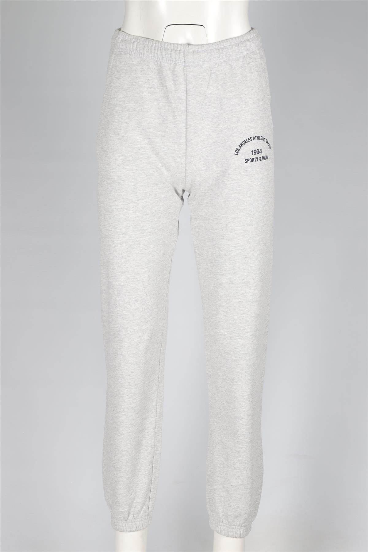 SPORTY & RICH GREY COTTON TRACK PANTS XSMALL