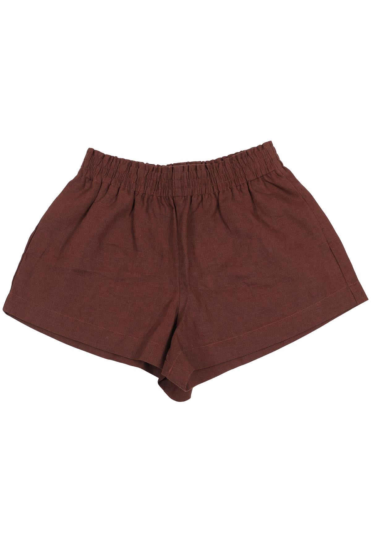 REFORMATION BROWN LINEN SHORTS XSMALL