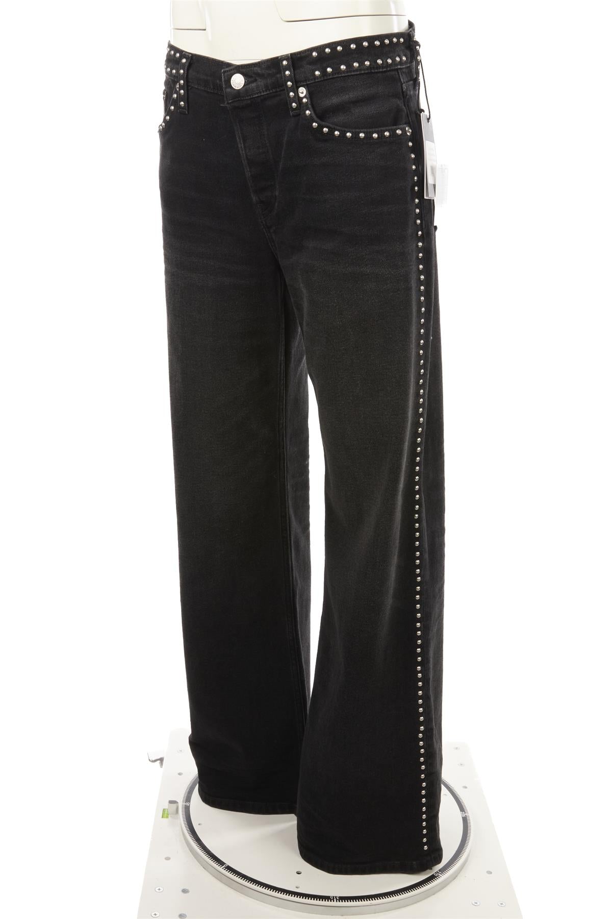 RE/DONE BLACK HIGH RISE WIDE LEG JEANS W30
