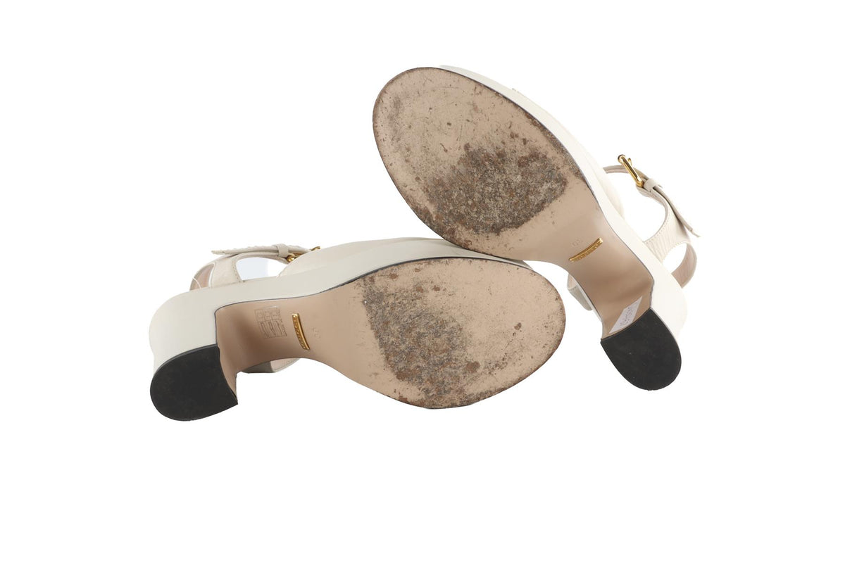 GUCCI IVORY LEATHER PLATFORM SANDALS EU 39 UK 6 US 9