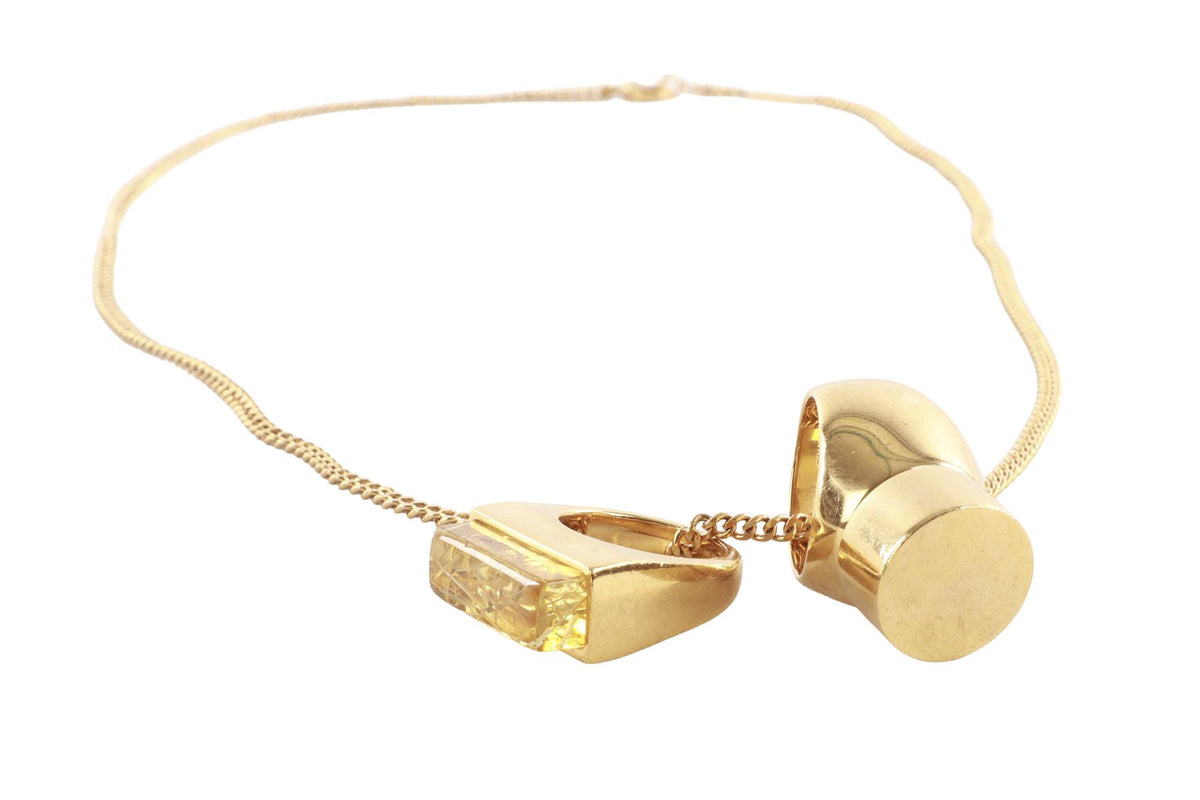 CHLOÉ GOLD RING GOLD TONE CHAIN NECKLACE