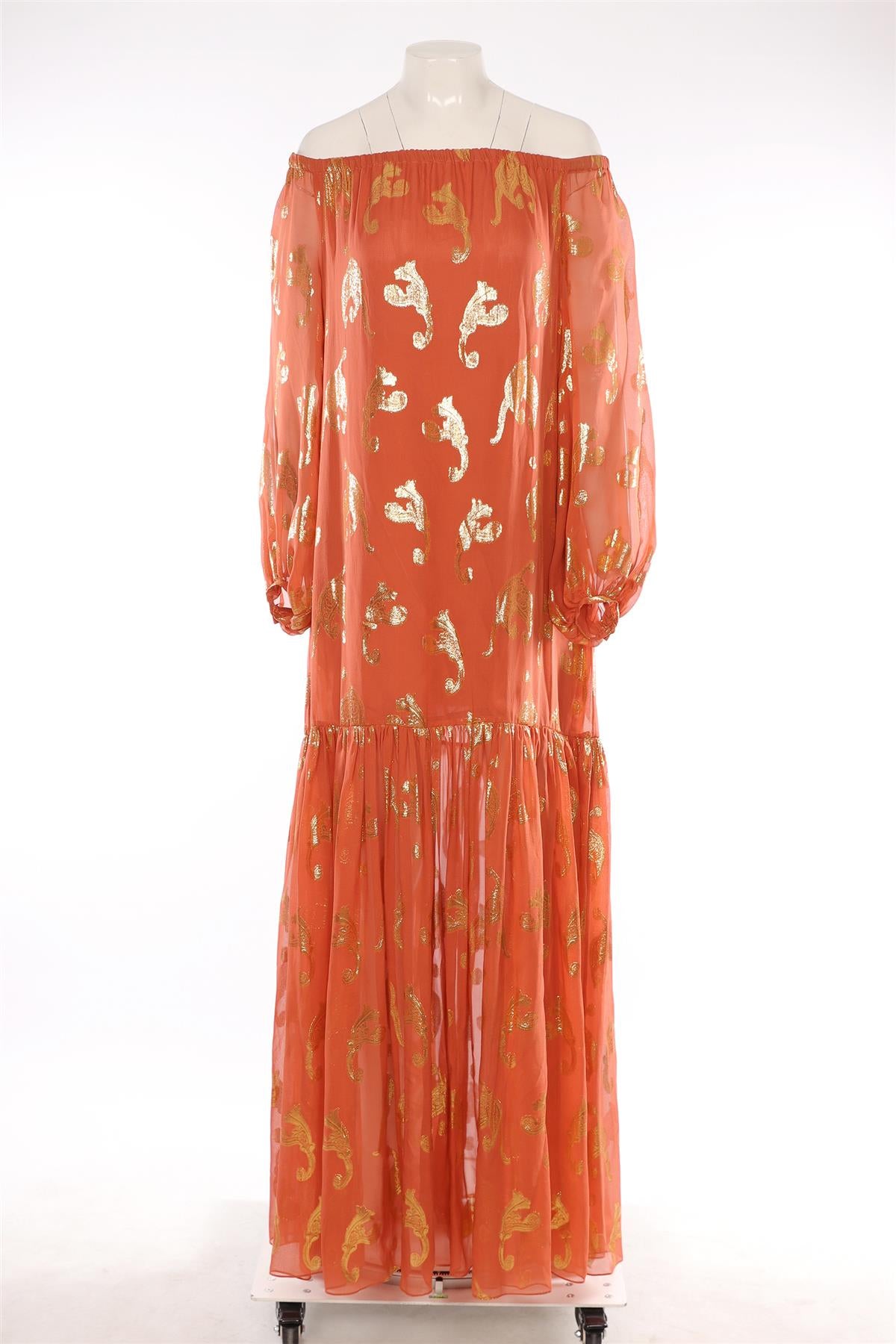 RACHEL ZOE ORANGE SILK MAXI DRESS US 4 UK 8