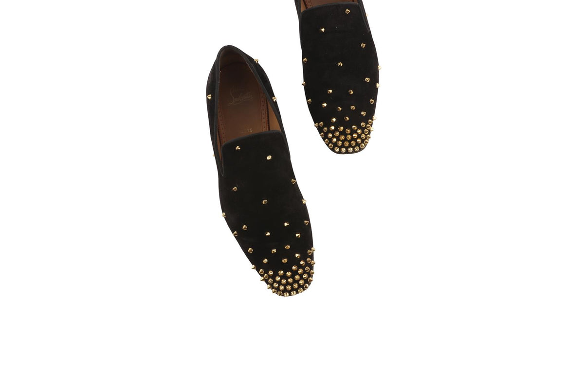 CHRISTIAN LOUBOUTIN BLACK MEN'S SUEDE LOAFERS EU 44 UK 10 US 11