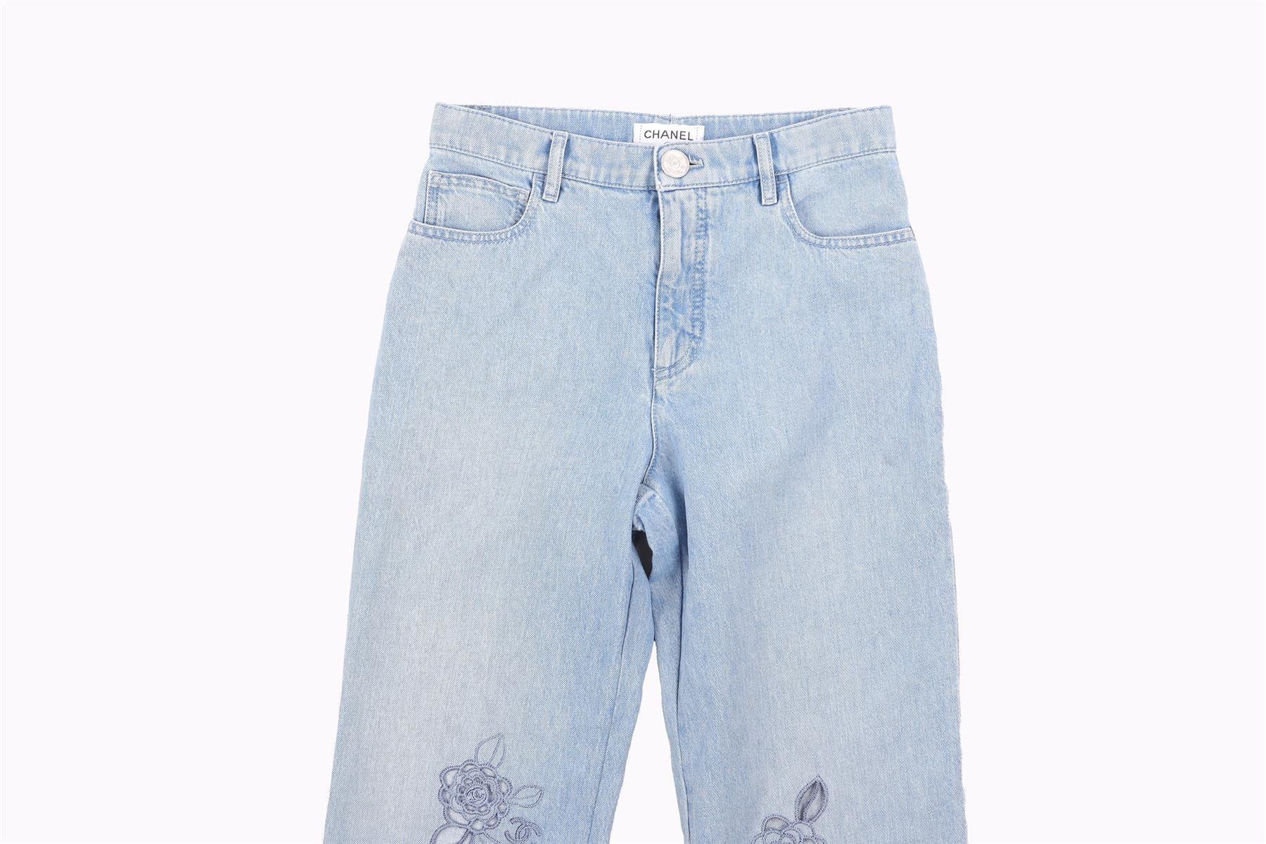 CHANEL BLUE 2024 HIGH RISE STRAIGHT LEG JEANS FR 36 UK 8