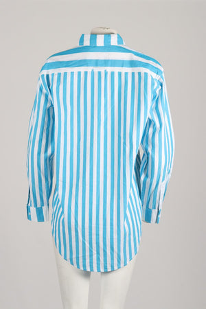 SOLID AND STRIPED STRIPED COTTON SHIRT SMALL