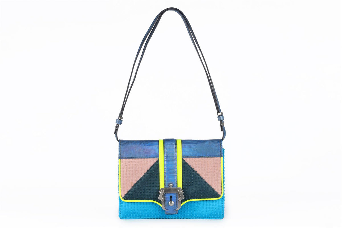 PAULA CADEMATORI BLUE LEATHER BAG