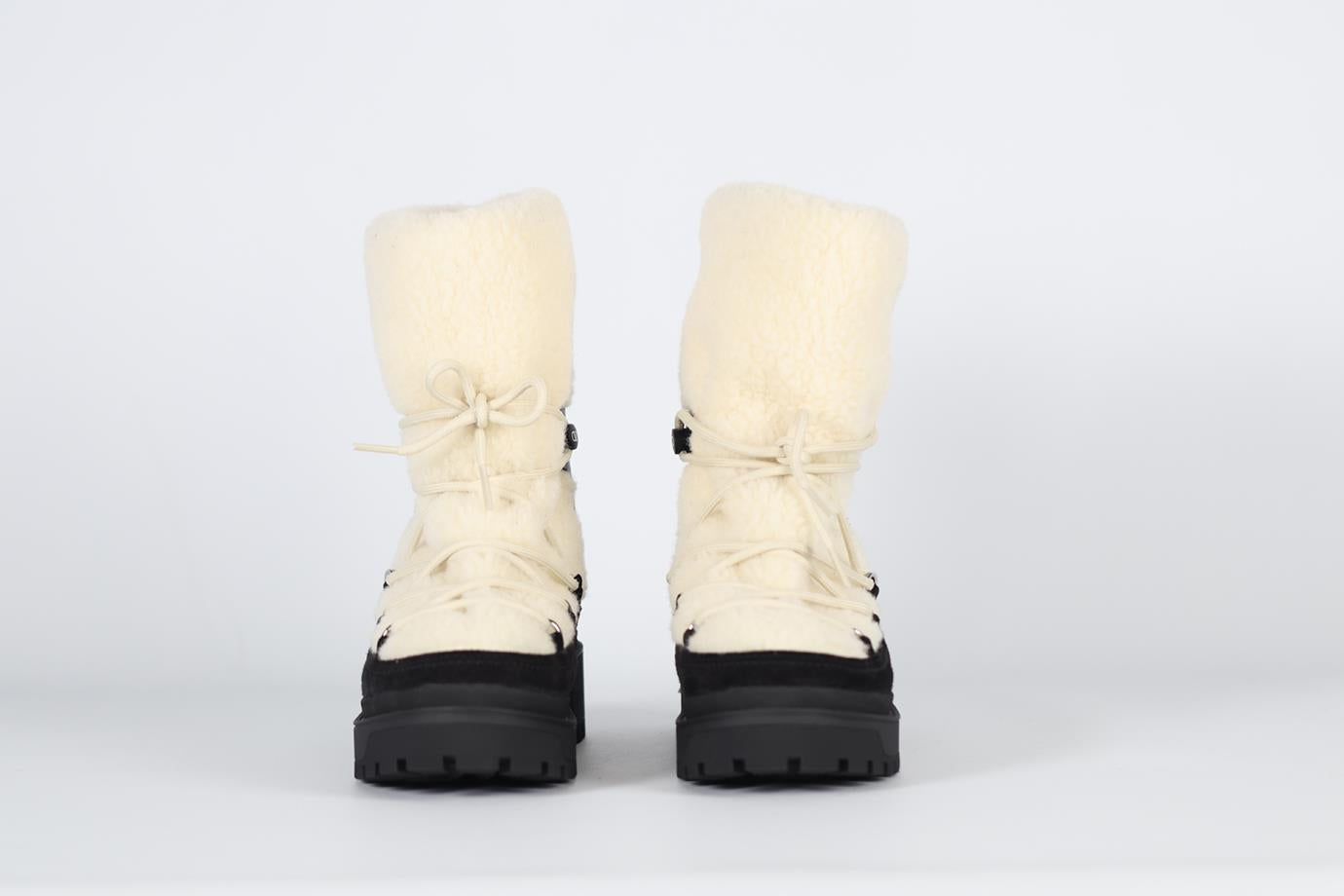 VALENTINO GARAVANI SHEARLING AND SUEDE ANKLE BOOTS EU 38 UK 5 US 8