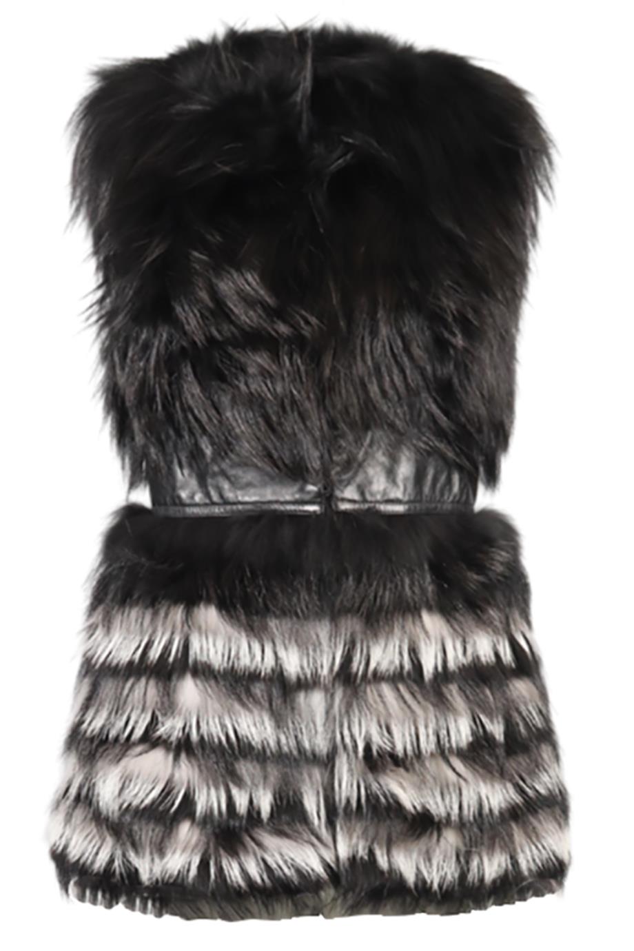 YIGAL AZROUEL FOX FUR AND LEATHER GILET MEDIUM