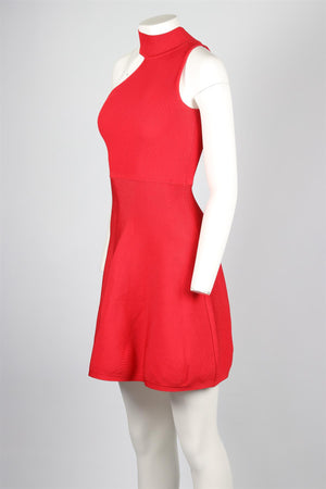 CUSHNIE ET OCHS RED KNIT MINI DRESS XSMALL